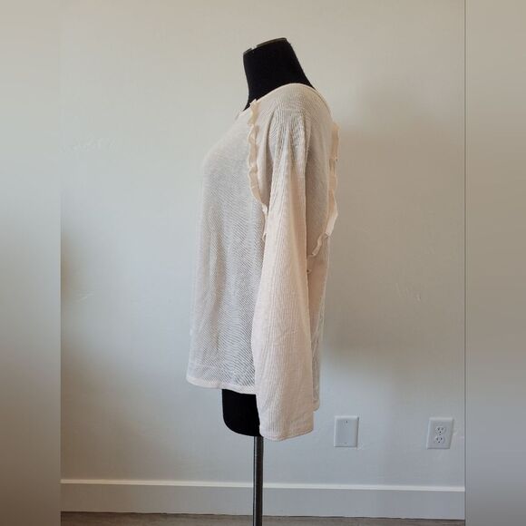 89th & Madison Blush Pink Ribbed Pullover Shirt Oversized Ruffle Balletcore L - Picture 3 of 9